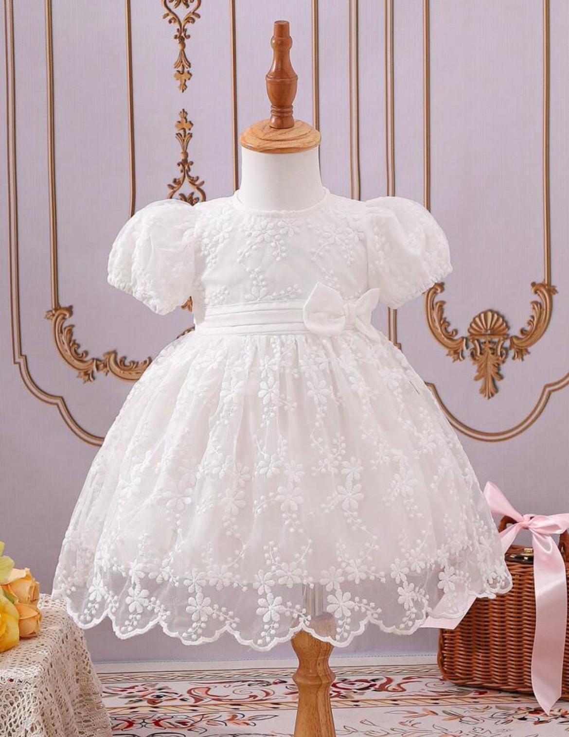 Embroidered Lace Party Dress for Baby Girls
