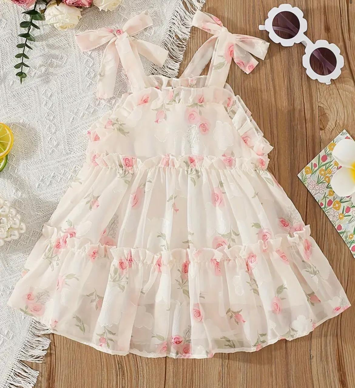 Floral Print Baby Frock in Organza