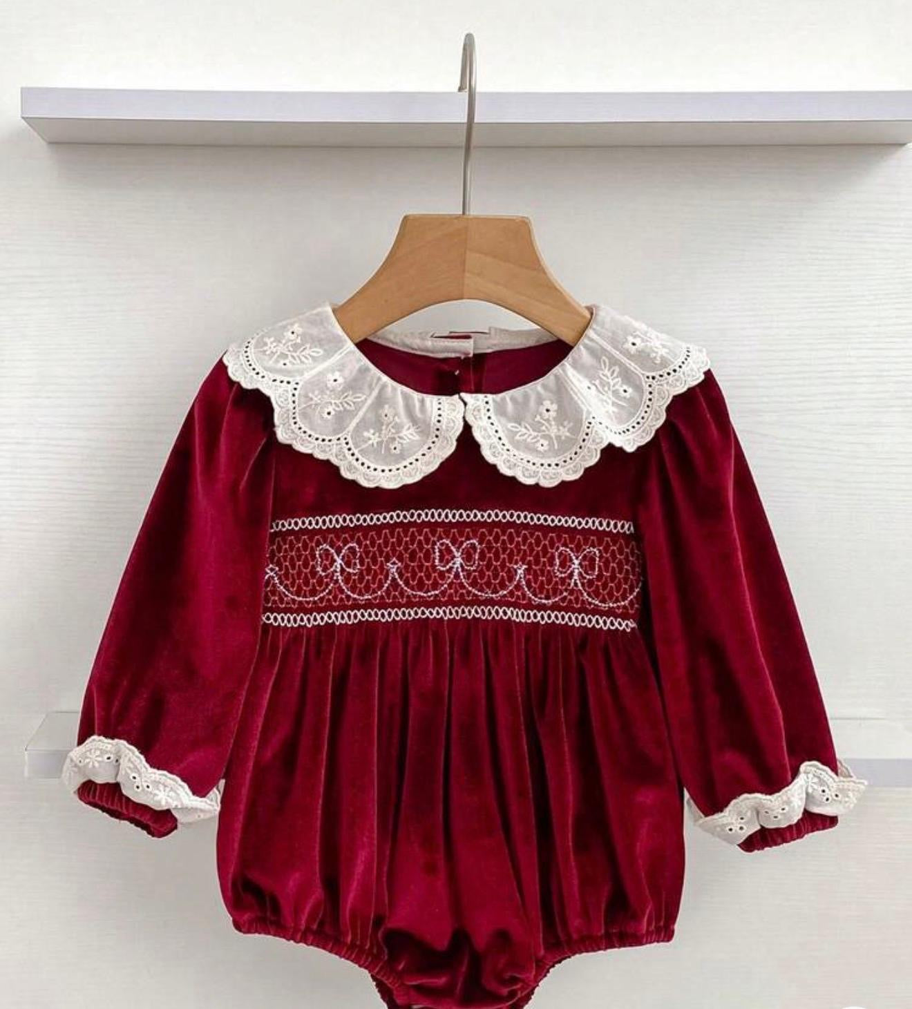Velvet Heirloom Smocked Romper
