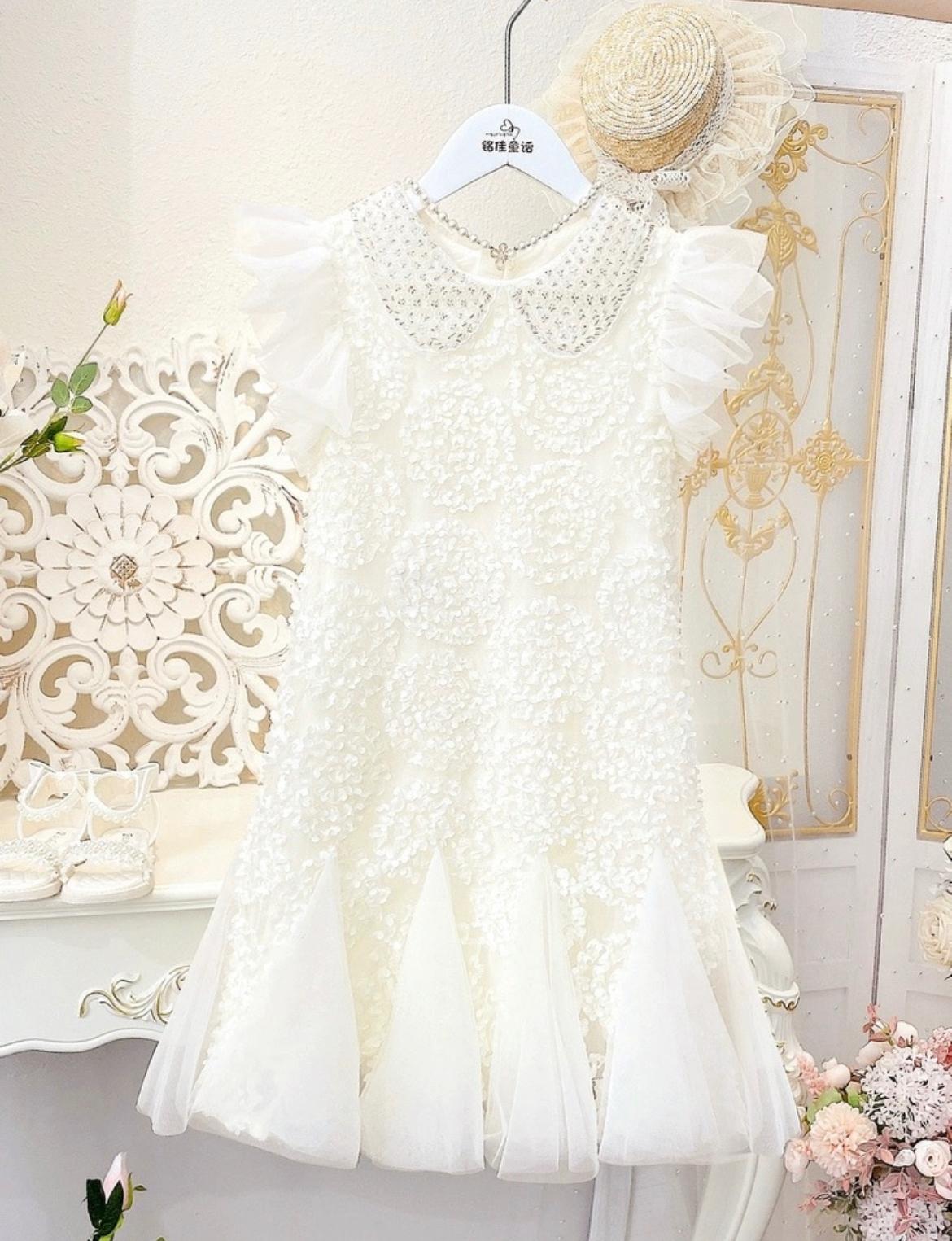 White Lace Baby Girl Dress - Elegant Special Occasion