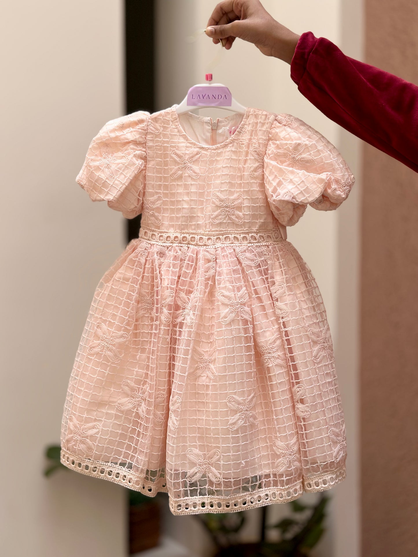 Kid's Embellished Soft Net Fit and Flare Frock