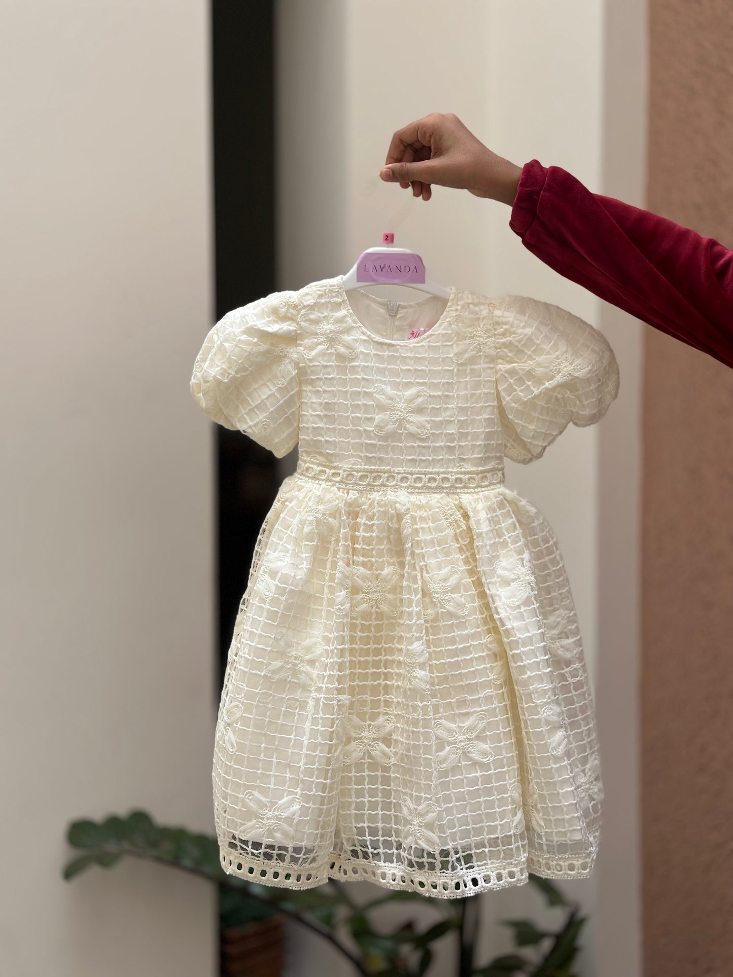 Kid's Embellished Soft Net Fit and Flare Frock