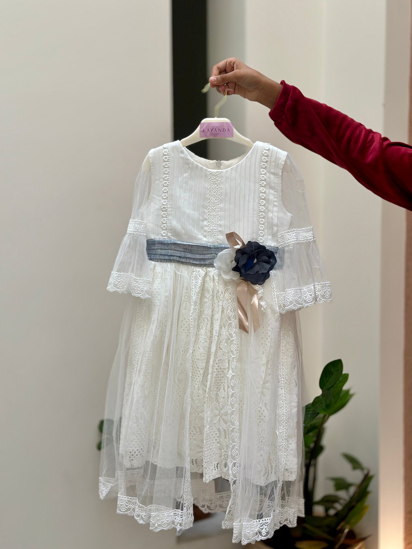 Stylish Pure White Frock in Soft net