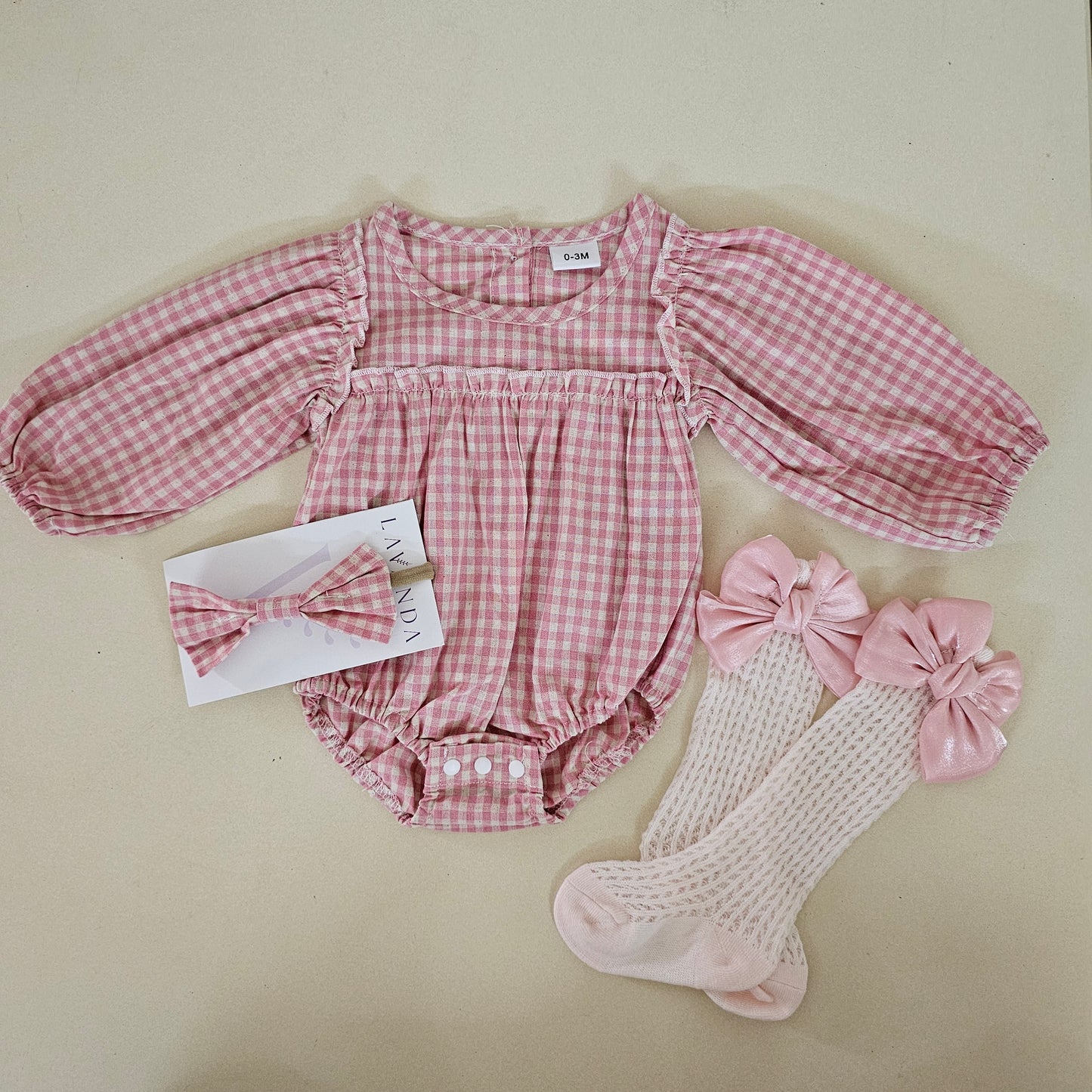Pure cotton romper set for infant with headband & socks