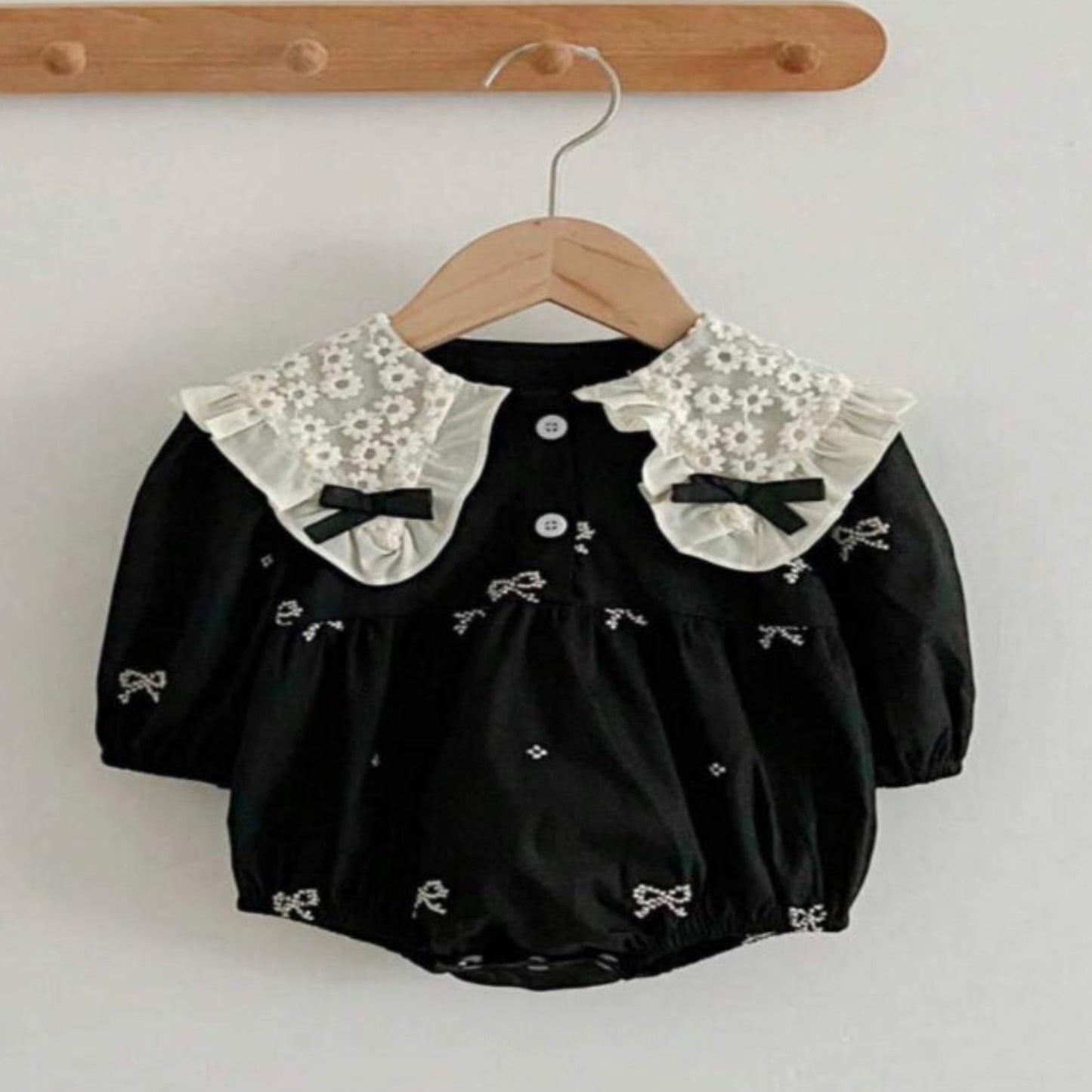 Black and White - Butterfly Collar - Romper