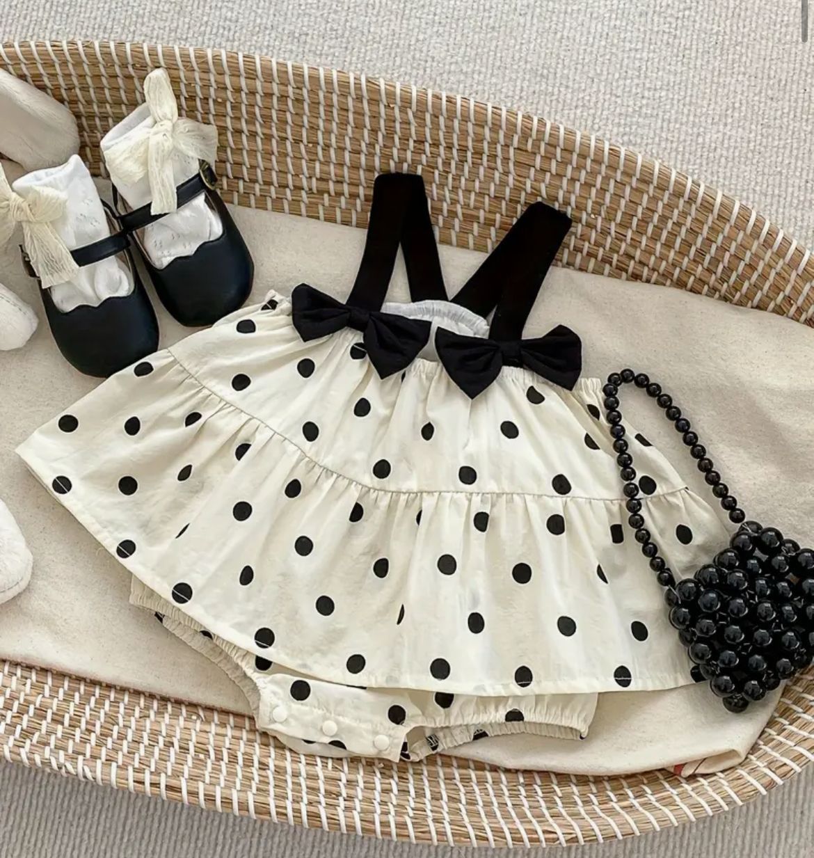 Polka Dot Tutu Romper – Monochrome Chic