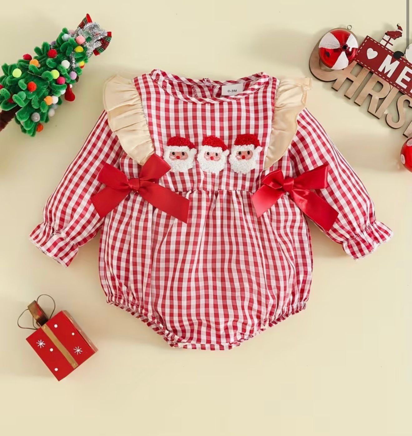 Santa Gingham Festive Romper