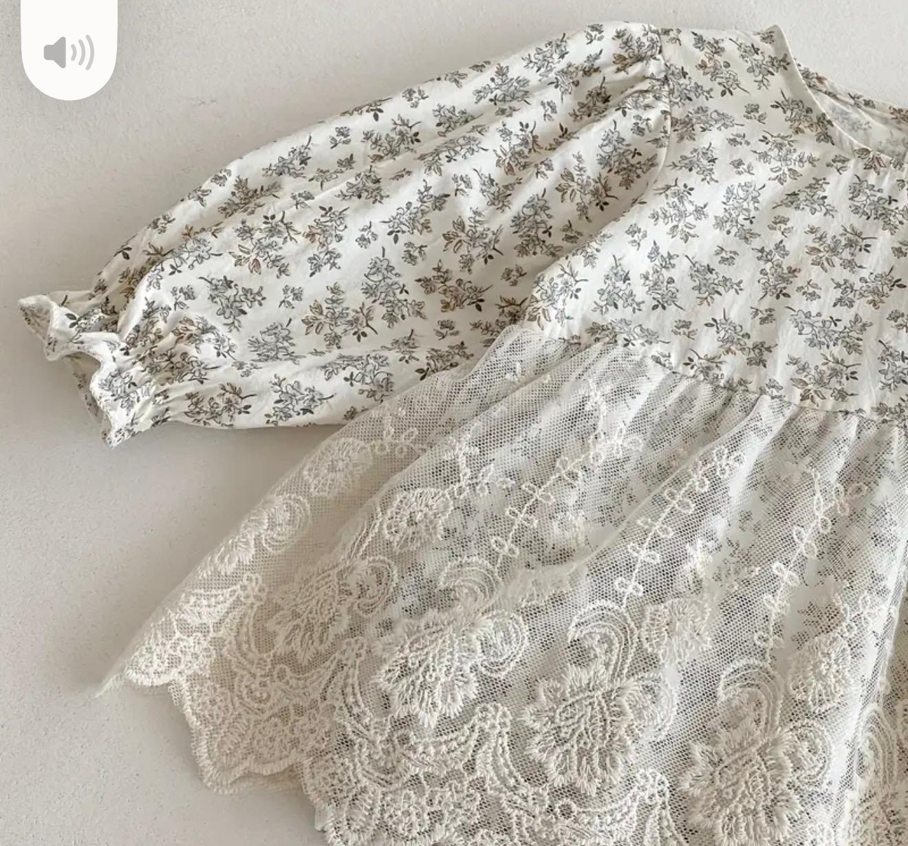 Ivory Floral Lace Romper Dress for Baby Girls with Matching Bonnet