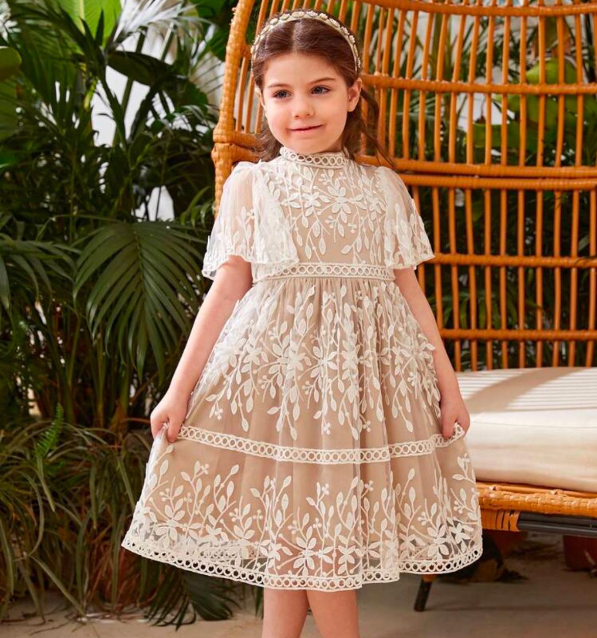 Embroidered Tulle Party Dress for Girls