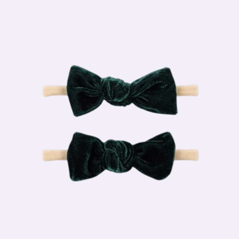 Green Velvet Knot Baby Headband – Soft Stretch Hair Band for Newborn Girls