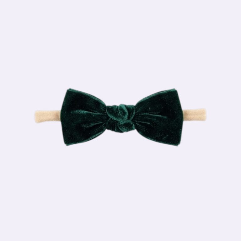 Green Velvet Knot Baby Headband – Soft Stretch Hair Band for Newborn Girls