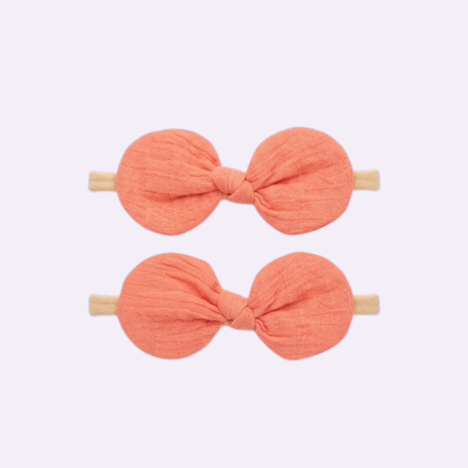Gemini said Coral Muslin Oversized Knot Baby Headband – Breathable Textured Fabric on Soft Stretchy Nylon Band