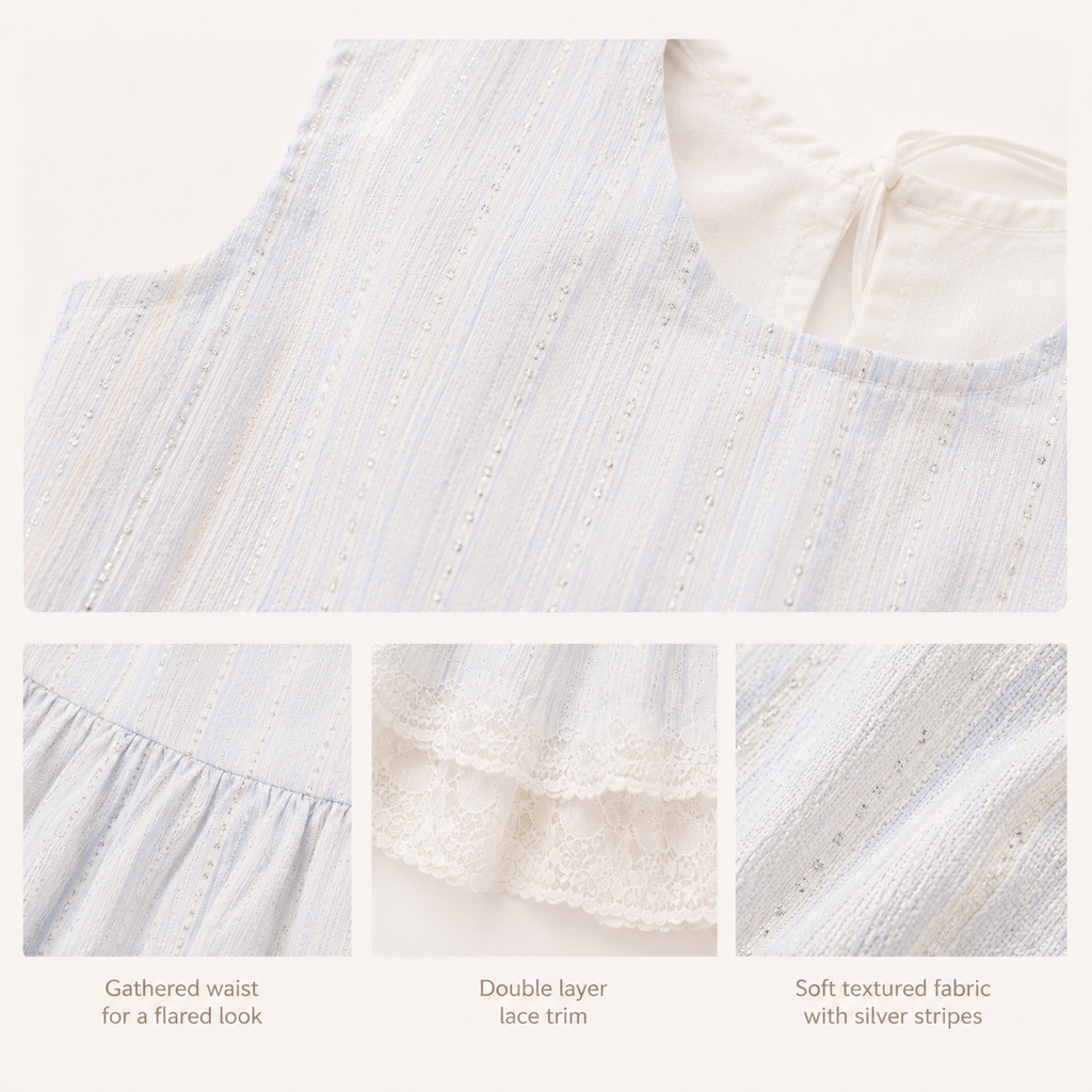 Eyelet Lace Top & Shorts Set, Pink & Blue