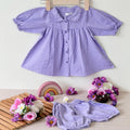 Lavender Gingham Ruffle Smock & Bloomer Set