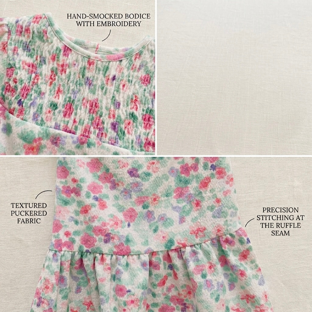 Floral Smocked Dress for Baby Girls – Spring Cotton