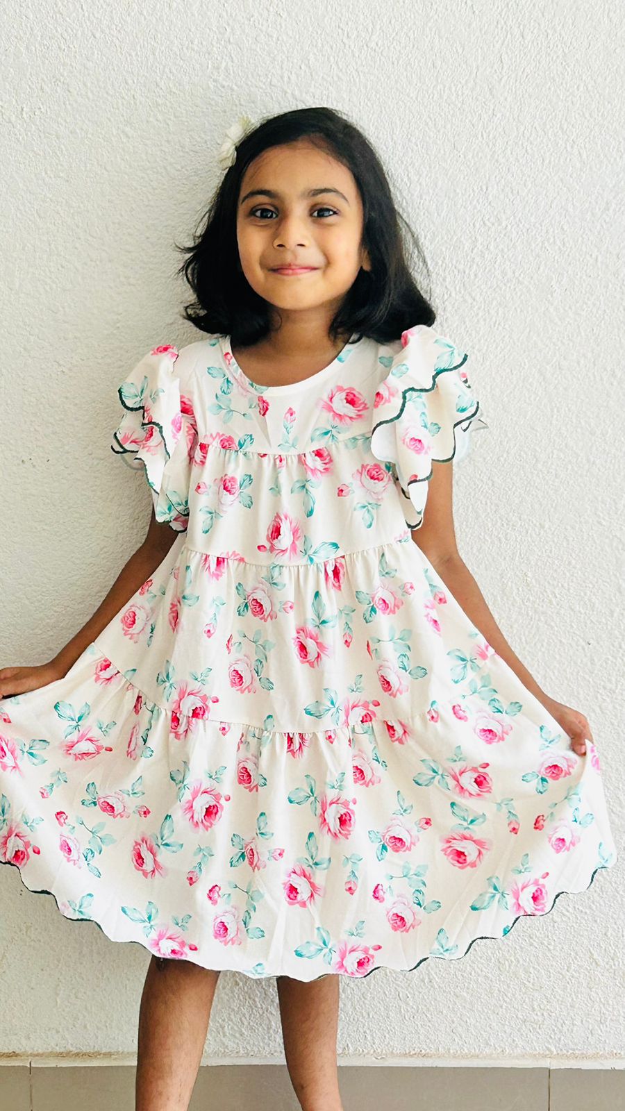 Floral Ruffle Cotton Dress for Girls – Spring Partywear