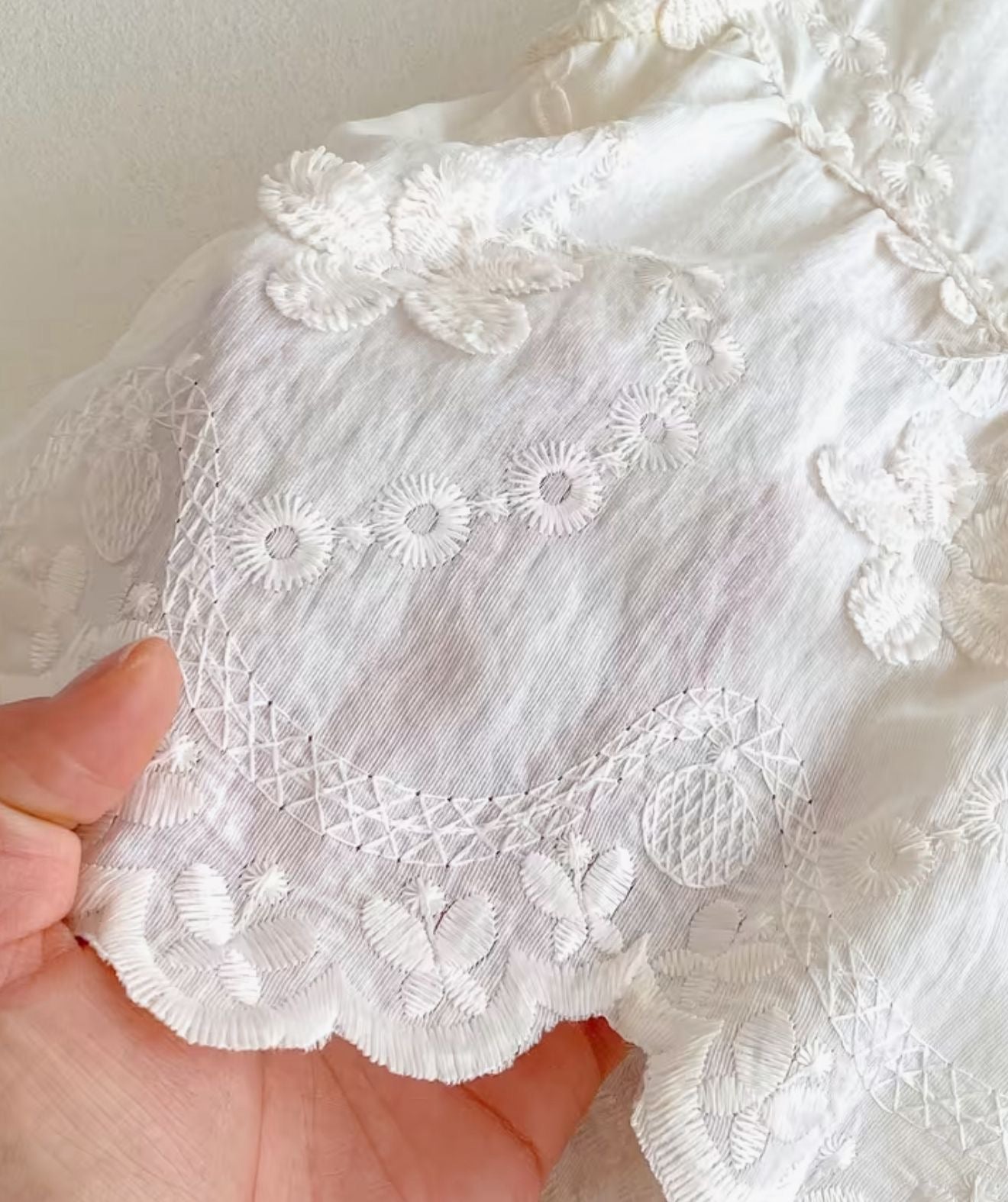 Off White Embroidered Top with Red Polka Dot Bloomers Set