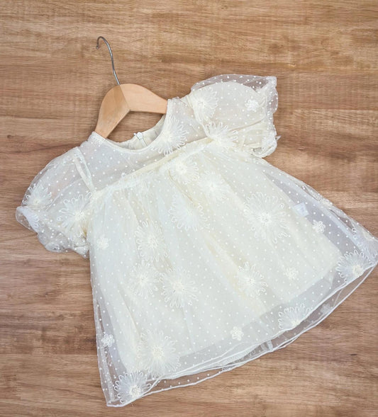 Summer Lace Tulle Dress with Bell Sleeves