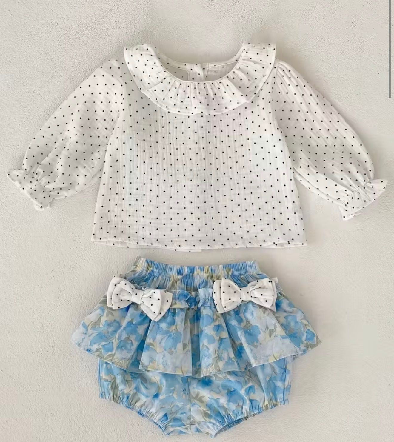 Baby Girl Polka Dot Top & Floral Bloomer Set | Cute Toddler Outfit