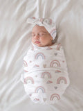 Organic Newborn Swaddle & Headband Set – Rainbow Girl
