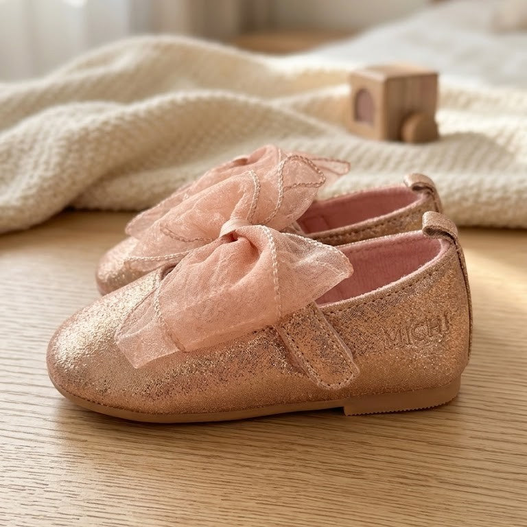 Metallic Shimmer Organza Bow Bootie