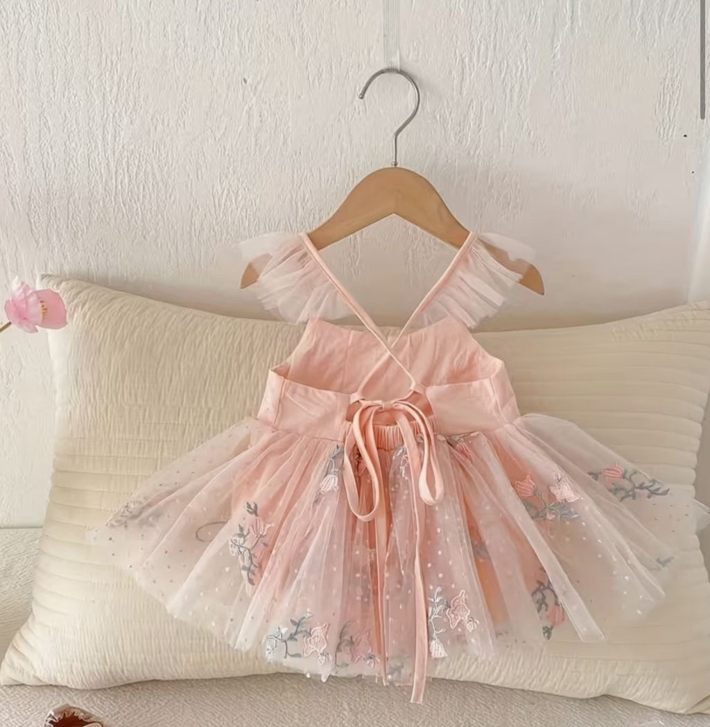 Girls’ Pink Floral Tulle Baby Tutu Dress