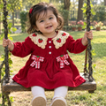 🍓 Strawberry Collar Baby Girl Long Sleeve Dress