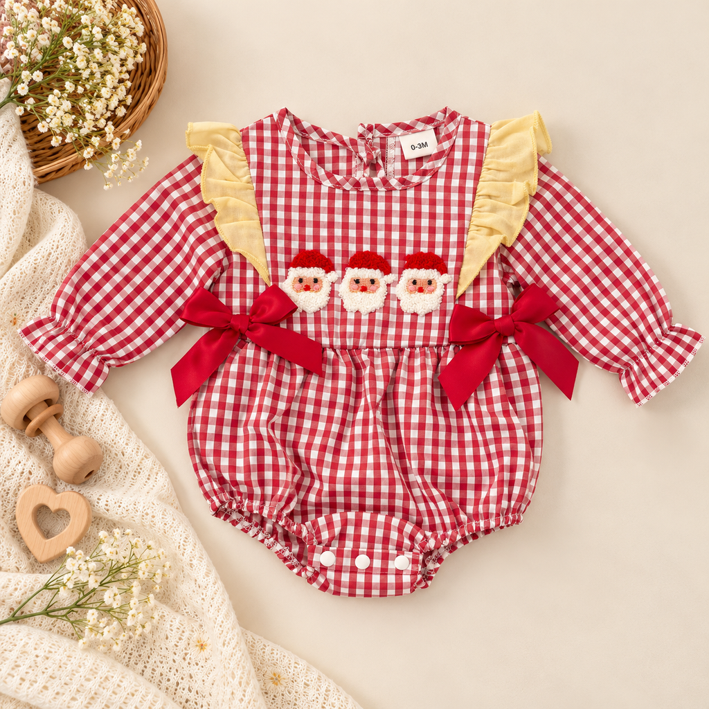 Santa Baby Christmas Romper – Infant Girls Holiday Outfit