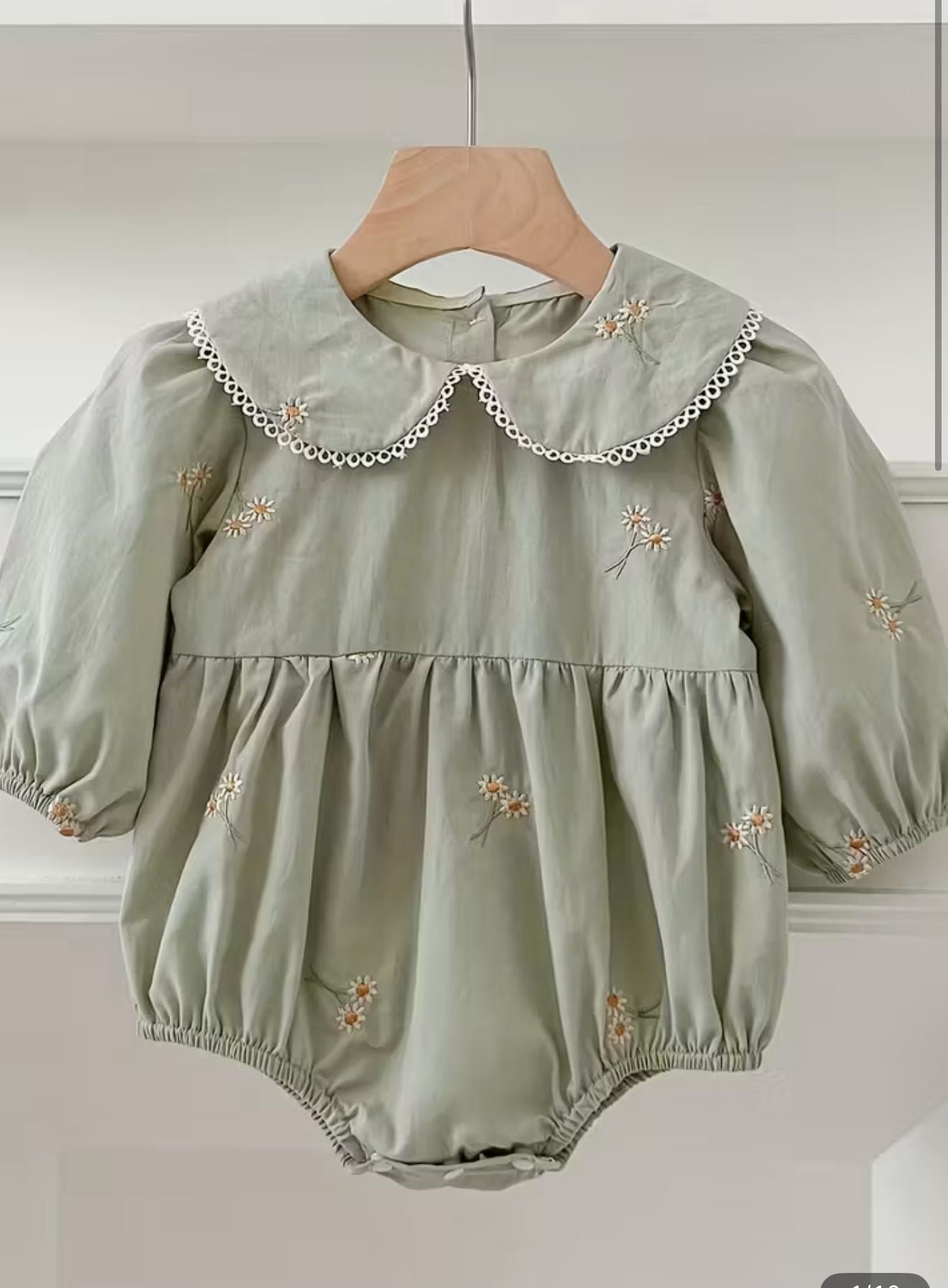 Floral Embroidered Baby Girl Romper