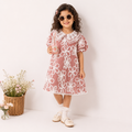 The Juliette Floral Embroidered Mesh Dress in Rose Pink