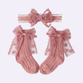 Baby Girl Lace Bow Socks & Headband Set