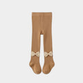 Boutique Lace-Bow Ribbed Baby Tights