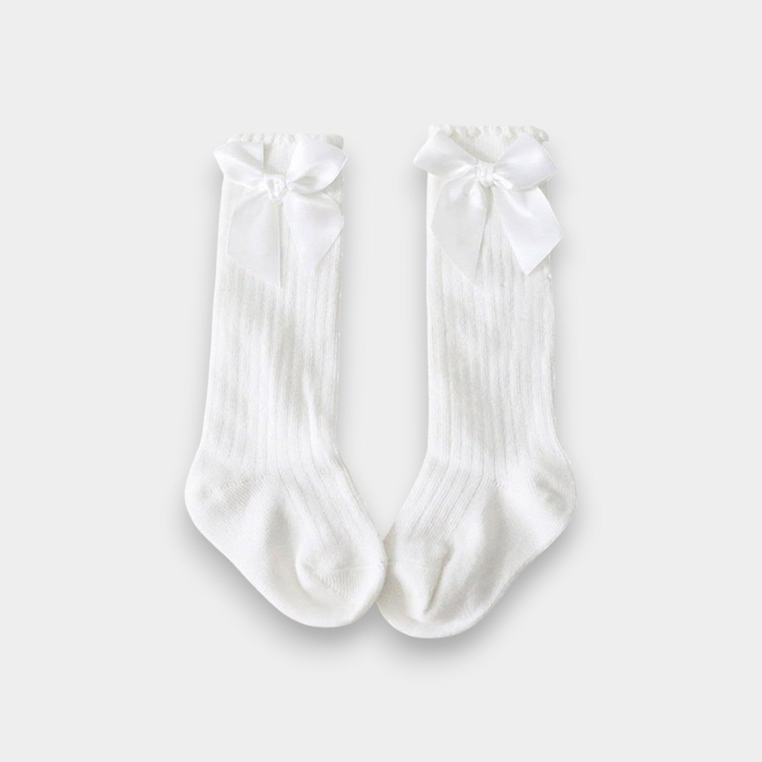 White Bow Knee-High Socks for Baby Girls