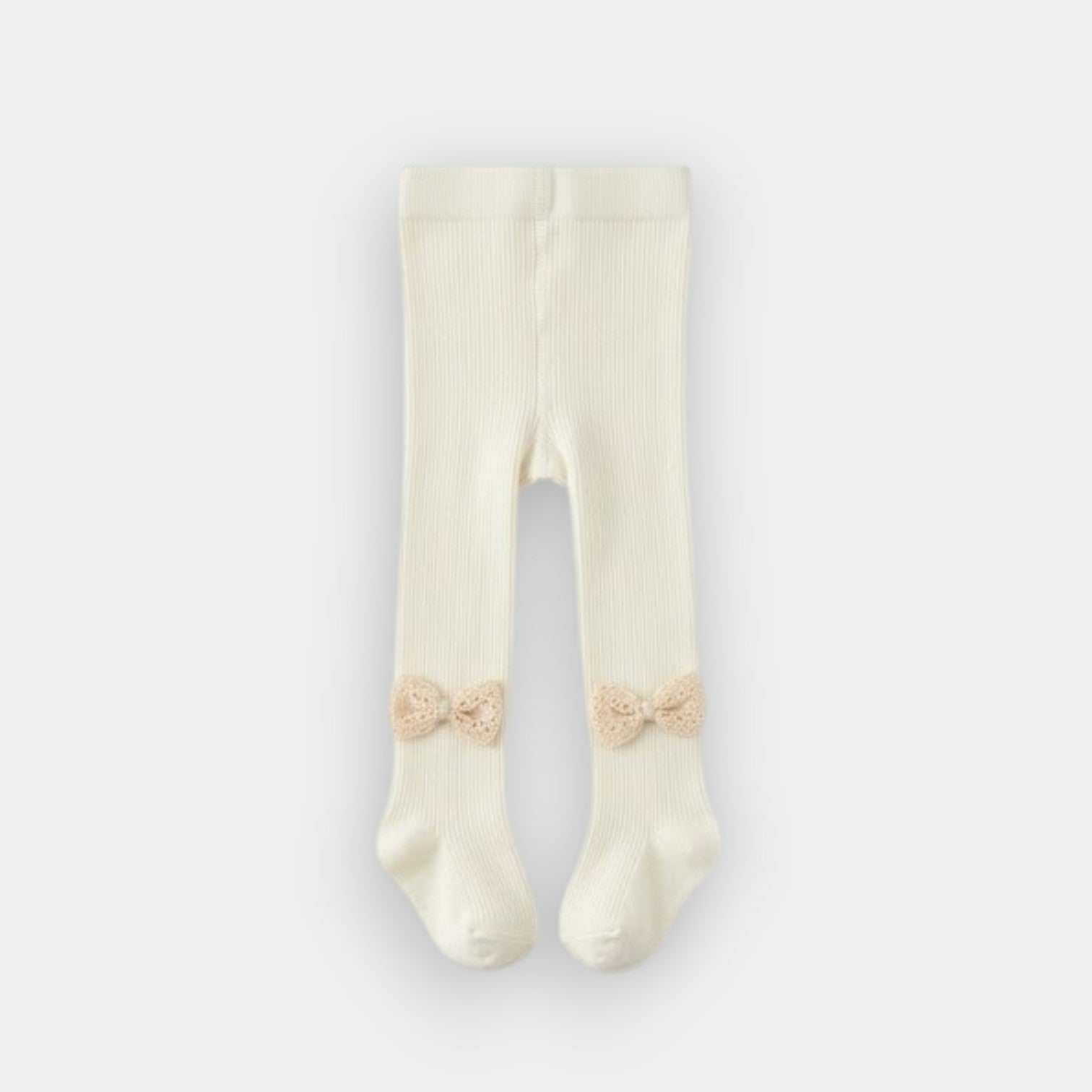 Boutique Lace-Bow Ribbed Baby Tights