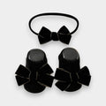 Velvet Bow Baby Girl Headband & Sock Set