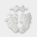 White Lace Bow Baby Girl Socks & Headband Set