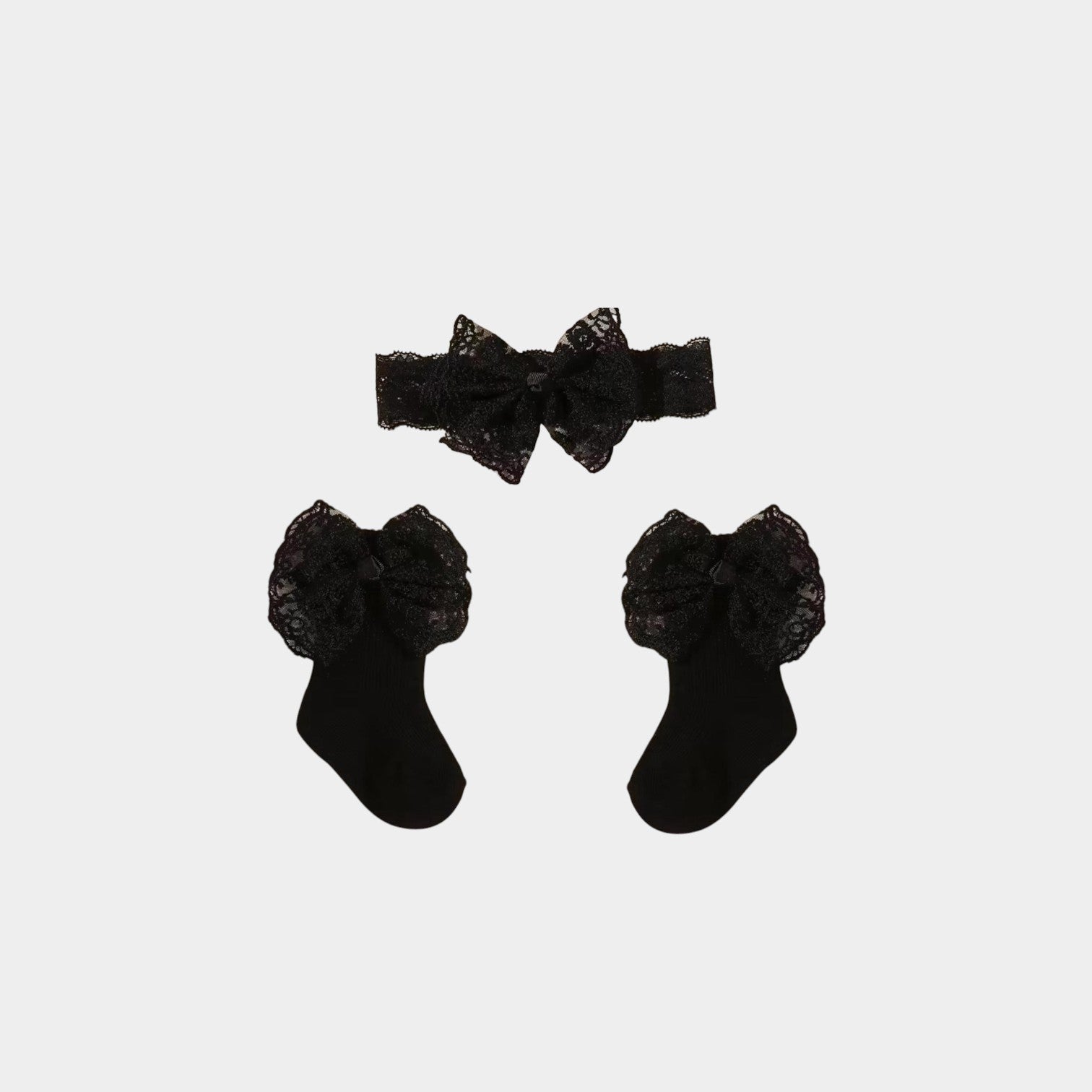 Midnight Elegance Lace Sock & Headband Set