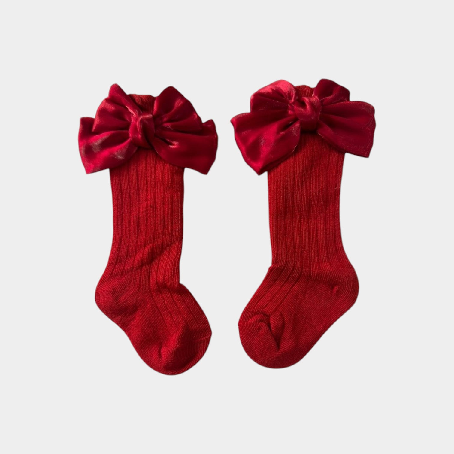 Elegant Shimmer Bow Ribbed Knee-high Socks