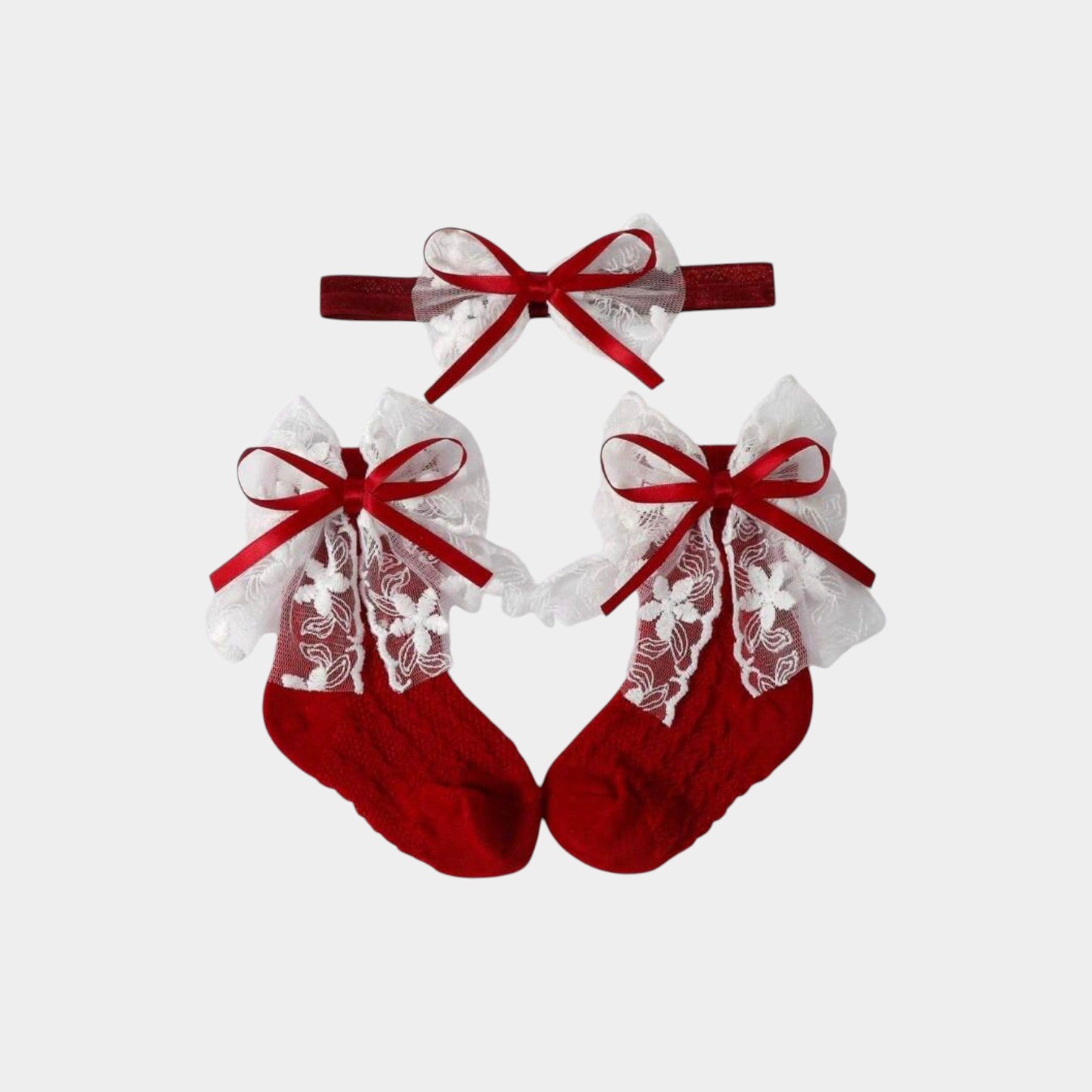 Festive Ruffle Lace Sock & Headband Set