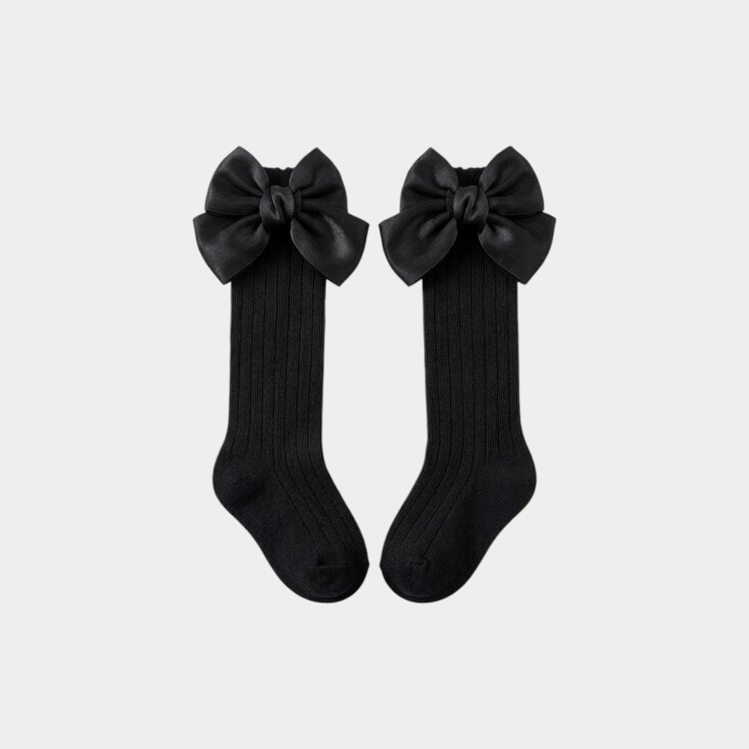 Elegant Shimmer Bow Ribbed Knee-high Socks