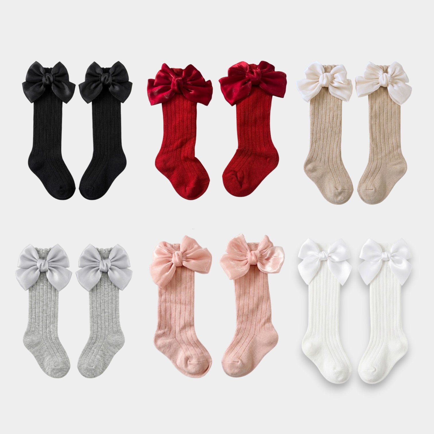 Elegant Shimmer Bow Ribbed Knee-high Socks