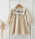 Ivory Polka Dot Toddler Dress with Embroidered Collar | Premium Partywear