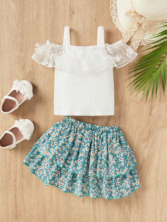 Daisy Print Skirt Set for Girls – Toddler Summer Outfit
