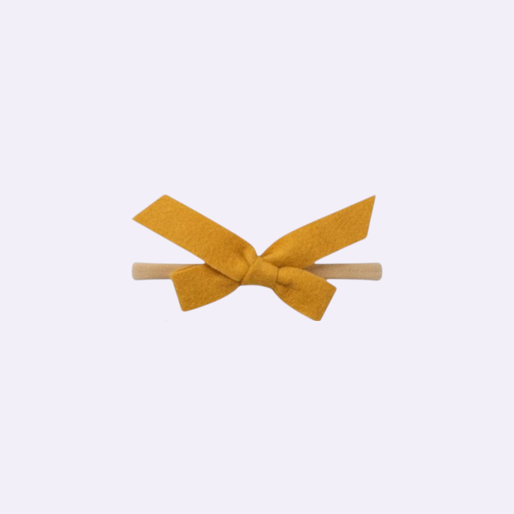 Mustard Yellow Felt Knotted Baby Headband – Soft Stretchy Nylon Band for Newborns and Toddlers