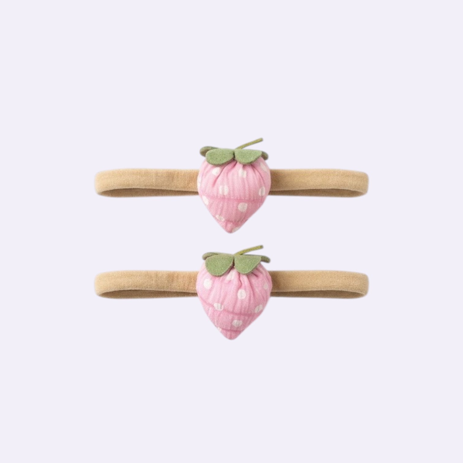 Pink Polka Dot Strawberry Baby Headband – Soft Stretchy Nylon Band for Newborns and Toddlers