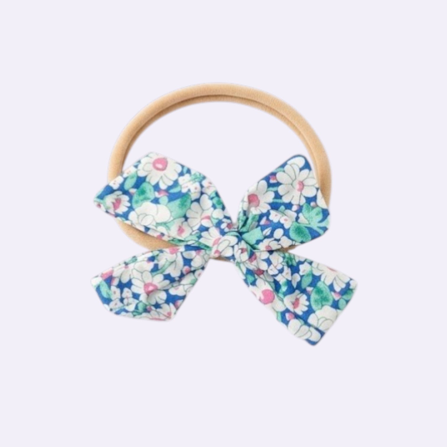 Blue Daisy Floral Knotted Baby Headband – Soft Stretchy Nylon Band for Newborns and Toddlers