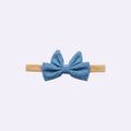 Denim Blue Cotton Baby Headband – Soft Stretchy Nylon Band for Newborns and Toddlers
