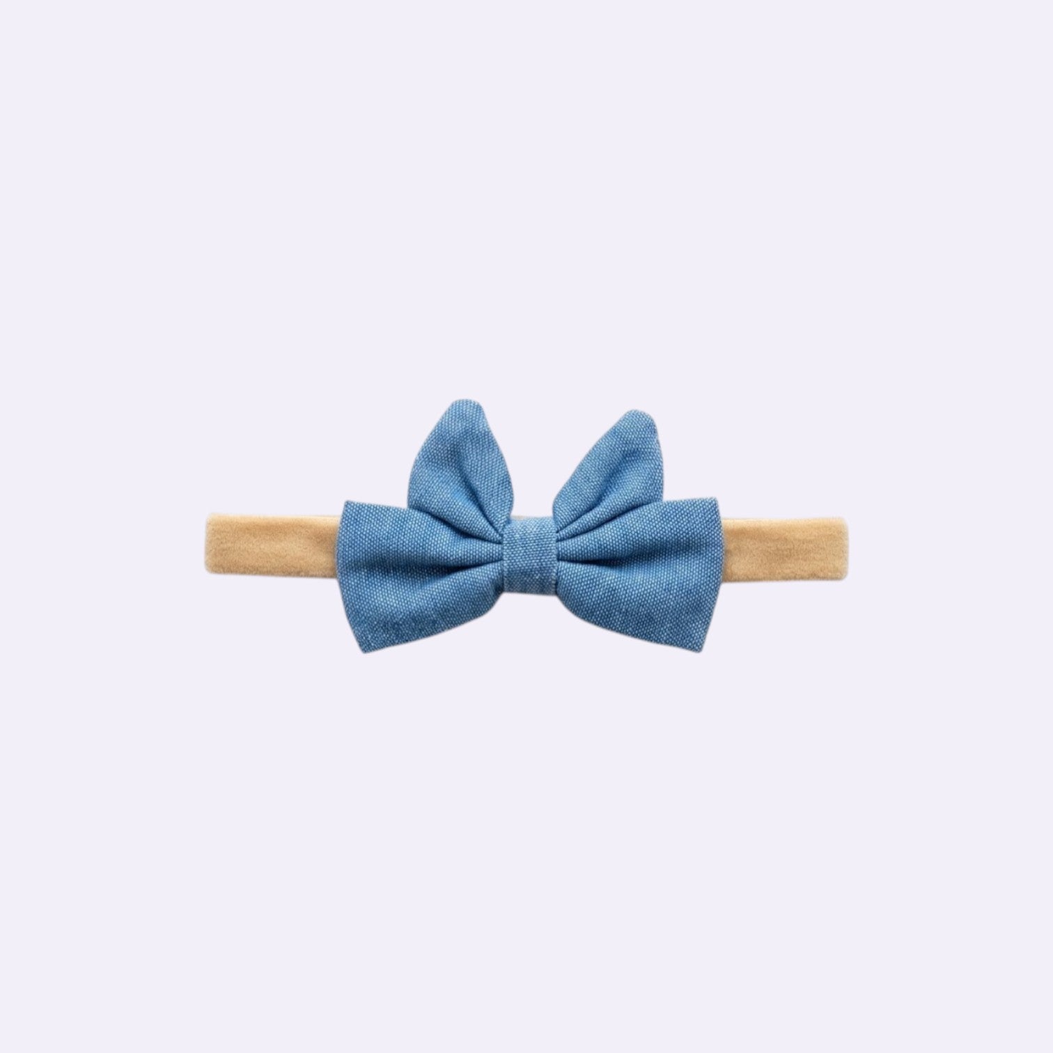 Denim Blue Cotton Baby Headband – Soft Stretchy Nylon Band for Newborns and Toddlers