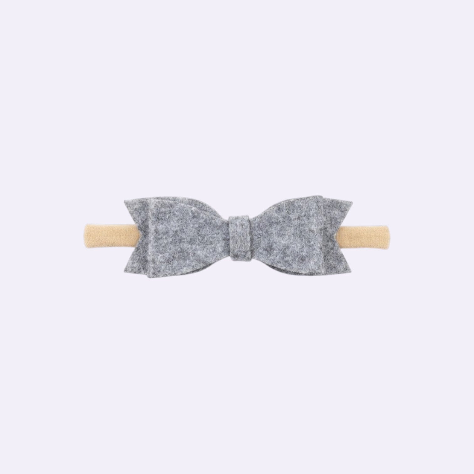 Heather Gray Felt Hand-Tied Baby Headband – Soft Stretchy Nylon Band for Newborns and Toddlers