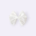 White Satin and Floral Lace Butterfly Hair Clip – Elegant Boutique Accessory for Babies and Toddlers